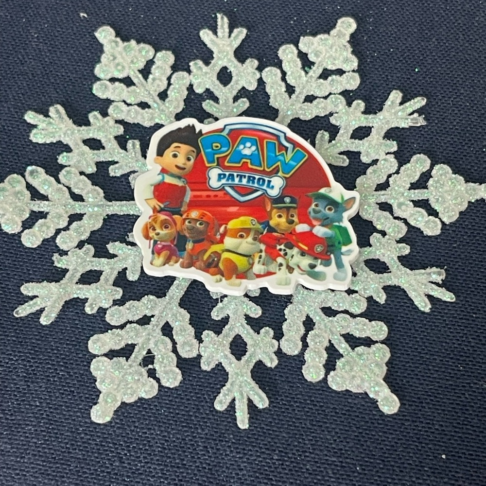 Paw Patrol Glittery Snowflake Ornament - Red and Blue